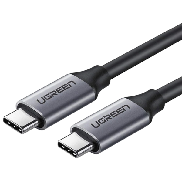 Кабель UGREEN US161 USB Type-C Male to USB Type-C 100W Male Cable Nickel Plating Aluminum Shell 3A 1.5m Gray 